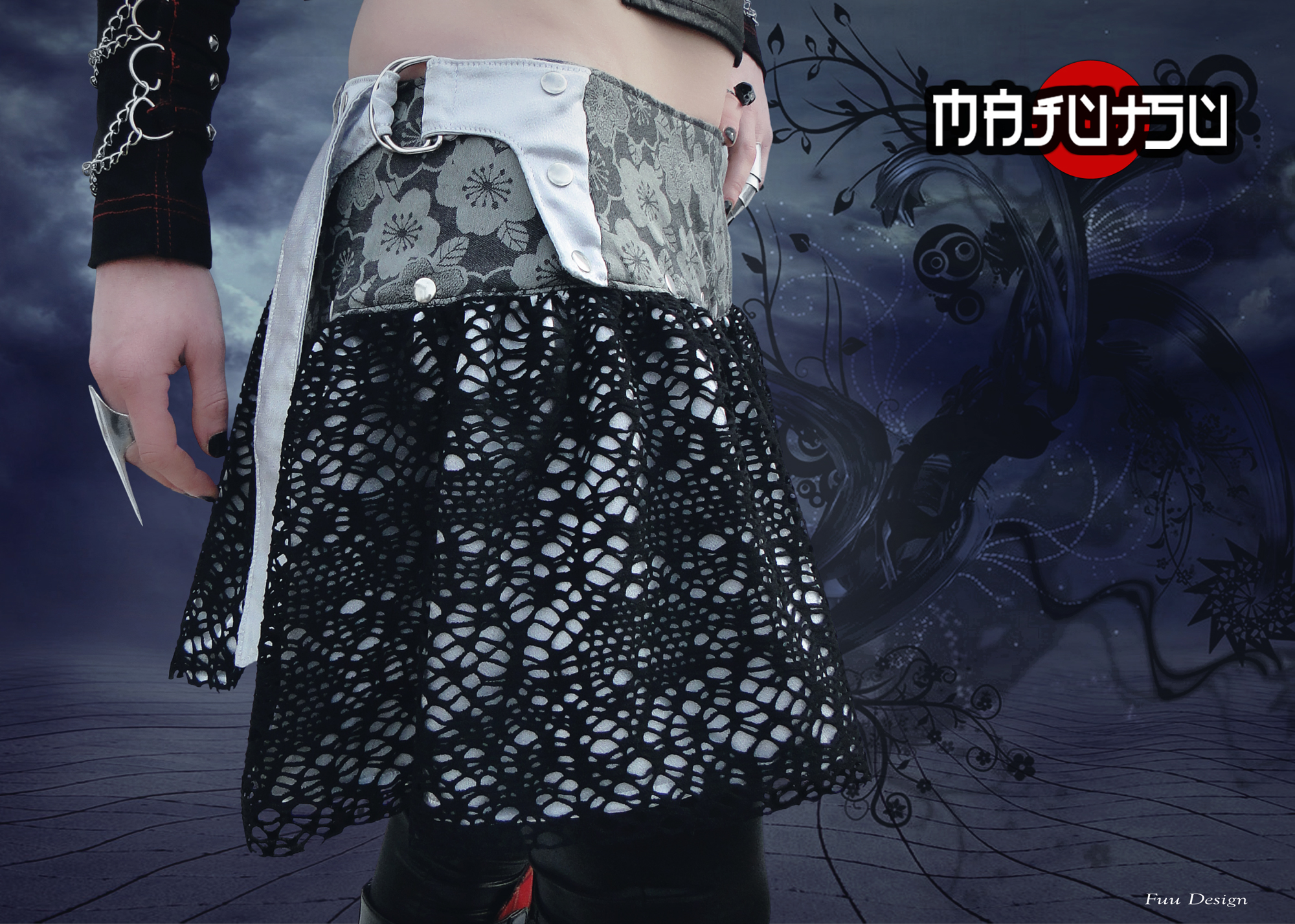 Japanese Skirt Mini Wrap Sakura Silver_Skirts_2.jpg